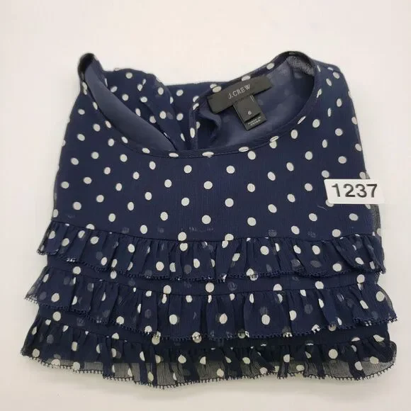 J Crew Shirt Womens 6 Silk Polka Dot Ruffle Long Sleeve F4736 Top - Picture 13 of 13